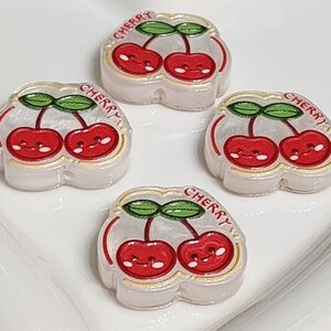 Cherry Focal Beads 2 Pcs Acrylic Beaded Pen Keychain Crafts Phone Chain Jewelry